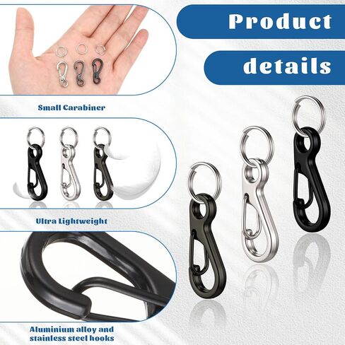 24 Sets Mini Carabiner Clip, Small Carabiner Clip Metal Spring Snap Hooks with 24PCS Double Loops, 1 Inch Mini Paracord Hanging Clips for Camera Strap, Flashlight, Key Chain, 3 Colors in Saudi Arabia