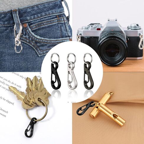 24 Sets Mini Carabiner Clip, Small Carabiner Clip Metal Spring Snap Hooks with 24PCS Double Loops, 1 Inch Mini Paracord Hanging Clips for Camera Strap, Flashlight, Key Chain, 3 Colors in Saudi Arabia