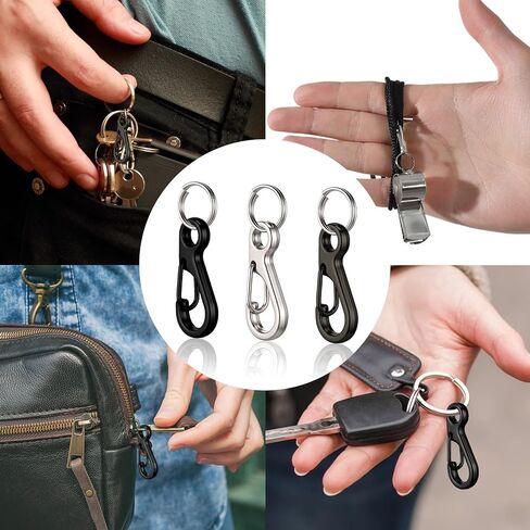 24 Sets Mini Carabiner Clip, Small Carabiner Clip Metal Spring Snap Hooks with 24PCS Double Loops, 1 Inch Mini Paracord Hanging Clips for Camera Strap, Flashlight, Key Chain, 3 Colors in Saudi Arabia
