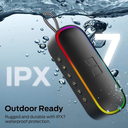 Monster S150 بالإضافة إلى مكبر صوت بلوتوث المحمول 40W - مكبر صوت IPX7 مقاوم للماء مع أضواء RGB ديناميكية ، وقت اللعب 15 ساعة ، شحن Bluetooth 6.0 ، TF/AUX/USB -C ، للسفر ، الشاطئ والهواء الطلق ، الأسود in Kuwait