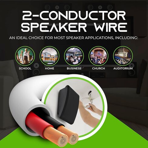 GEARit 500ft 16 AWG CL2 White Speaker Wire & 12 Banana Plug in Kuwait