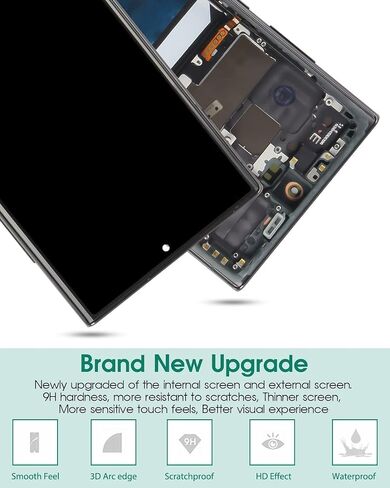 OLED for Samsung Galaxy S22 Ultra 5G LCD for Galaxy S22 Ultra 5G Screen Replacement for Samsung S22 Ultra 5G Smaller Display Area Digitizer Touch Screen Assembly Repair Kits with Frame in Saudi Arabia