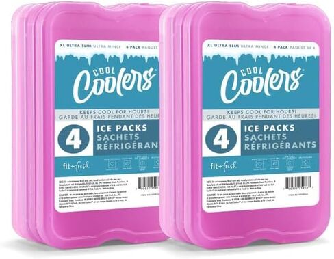 Cool Coolers by Fit + Fresh, Reusable & Long-Lasting XL Slim Ice Packs, Cold Packs for Lunch Boxes, Ice Packs for Lunch Bags. Cooler Accessories for Camping, Beach, Lunch, and Work, 8PK, Purple in Kuwait