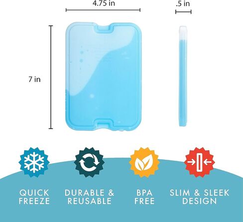 Cool Coolers by Fit + Fresh, Reusable & Long-Lasting XL Slim Ice Packs, Cold Packs for Lunch Boxes, Ice Packs for Lunch Bags. Cooler Accessories for Camping, Beach, Lunch, and Work, 8PK, Purple in Kuwait