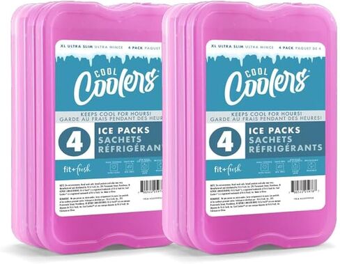Cool Coolers by Fit + Fresh, Reusable & Long-Lasting XL Slim Ice Packs, Cold Packs for Lunch Boxes, Ice Packs for Lunch Bags. Cooler Accessories for Camping, Beach, Lunch, and Work, 8PK, Purple in Kuwait