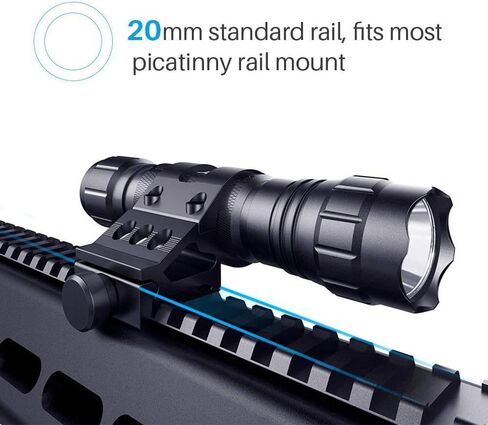 Single Mode Tactical Flashlight, 1000 Lumens LED Rifle Hunting Light, Flashlights with Picatinny Rail Mount, Remote Pressure Switch, Charger in Saudi Arabia