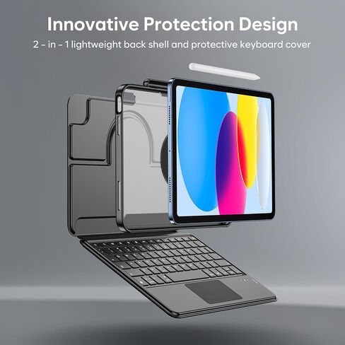 ProCase Folio Keyboard Case for iPad 11-inch (A16 Chip) 2025 / iPad 10th Generation 10.9" 2022; Magnetic Detachable Protective Cover with Touchpad & Pencil Holder -Black in Saudi Arabia