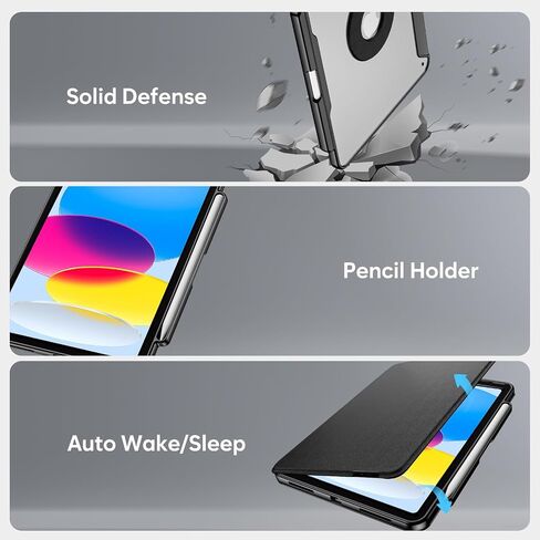 ProCase Folio Keyboard Case for iPad 11-inch (A16 Chip) 2025 / iPad 10th Generation 10.9" 2022; Magnetic Detachable Protective Cover with Touchpad & Pencil Holder -Black in Saudi Arabia
