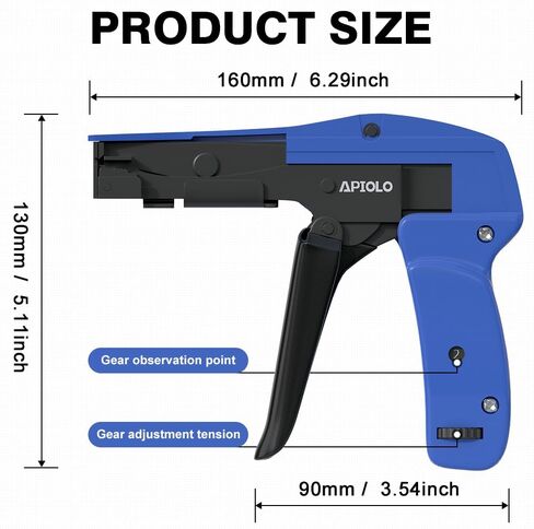 Cable Tie Gun, Ergonomic Hand Operated Fastening Zip Tie Gun, Adjustable Tension to Fasten, Cutting with 1-3 Tension Setting, Blue, 6.29 Inches Length Fastening Cable Tie Tool in Kuwait