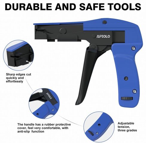 Cable Tie Gun, Ergonomic Hand Operated Fastening Zip Tie Gun, Adjustable Tension to Fasten, Cutting with 1-3 Tension Setting, Blue, 6.29 Inches Length Fastening Cable Tie Tool in Kuwait