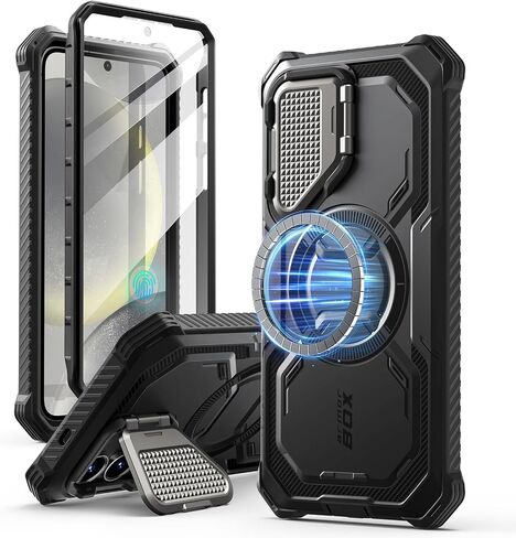 imorbox i-blason for Samsung Galaxy S25 Ultra Case Magsafe مع حامل تغطية الكاميرا [حماية عسكرية] علبة هاتف مغناطيسي شاق كامل الجسد مع حامي الشاشة لـ S25 Ultra 6.9 Inch ، Black in Saudi Arabia