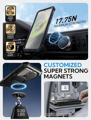 imorbox i-blason for Samsung Galaxy S25 Ultra Case Magsafe مع حامل تغطية الكاميرا [حماية عسكرية] علبة هاتف مغناطيسي شاق كامل الجسد مع حامي الشاشة لـ S25 Ultra 6.9 Inch ، Black in Saudi Arabia