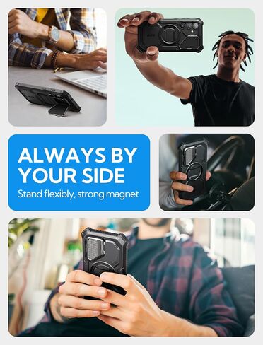 imorbox i-blason for Samsung Galaxy S25 Ultra Case Magsafe مع حامل تغطية الكاميرا [حماية عسكرية] علبة هاتف مغناطيسي شاق كامل الجسد مع حامي الشاشة لـ S25 Ultra 6.9 Inch ، Black in Saudi Arabia