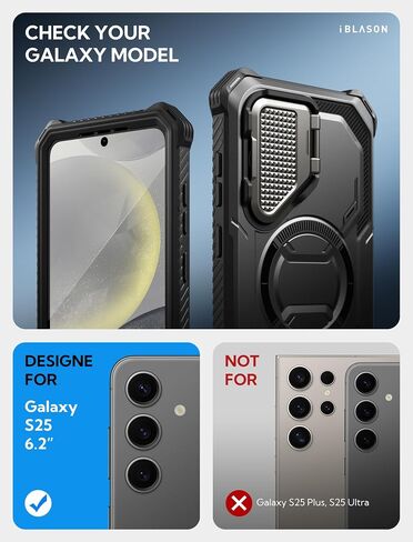 imorbox i-blason for Samsung Galaxy S25 Ultra Case Magsafe مع حامل تغطية الكاميرا [حماية عسكرية] علبة هاتف مغناطيسي شاق كامل الجسد مع حامي الشاشة لـ S25 Ultra 6.9 Inch ، Black in Saudi Arabia