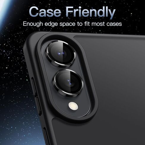 JETech Camera Lens Protector for Samsung Galaxy S25 Edge, 9H Tempered Glass Metal Individual Ring Cover, Easy Installation Tray, HD Clear, 1 Set (Black) in Saudi Arabia