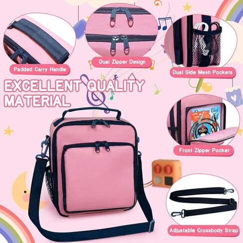 ORKELS Carrying Case Compatible with Yoto Mini(2024 Edition), Travel Storage Bag with Card Holder for 30 Cards, Adjustable Shoulder Strap & Accessory Pocket – Bag Only (Pink+Blue) in Saudi Arabia