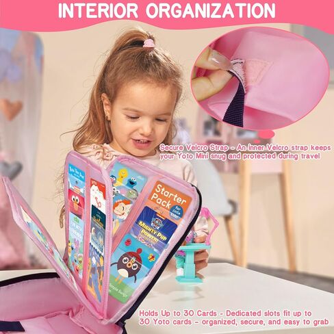 ORKELS Carrying Case Compatible with Yoto Mini(2024 Edition), Travel Storage Bag with Card Holder for 30 Cards, Adjustable Shoulder Strap & Accessory Pocket – Bag Only (Pink+Blue) in Saudi Arabia