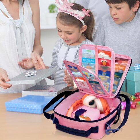 ORKELS Carrying Case Compatible with Yoto Mini(2024 Edition), Travel Storage Bag with Card Holder for 30 Cards, Adjustable Shoulder Strap & Accessory Pocket – Bag Only (Pink+Blue) in Saudi Arabia