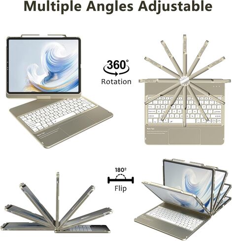 KBCASE Keyboard Case for iPad Air 13 inch M3/M2 (2025/2024)/for iPad Pro 12.9 inch 6th/5th/4th/3rd Gen (2018-2022), 360°Rotatable Case with Touchpad & Pencil Holder for iPad Air 13/Pro 12.9 (Red) in Kuwait