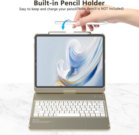 KBCASE Keyboard Case for iPad Air 13 inch M3/M2 (2025/2024)/for iPad Pro 12.9 inch 6th/5th/4th/3rd Gen (2018-2022), 360°Rotatable Case with Touchpad & Pencil Holder for iPad Air 13/Pro 12.9 (Red) in Kuwait