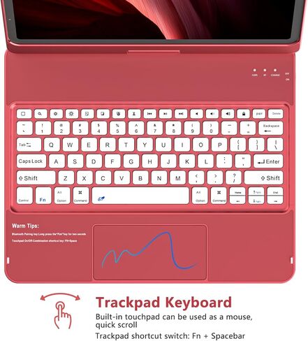 KBCASE Keyboard Case for iPad Air 13 inch M3/M2 (2025/2024)/for iPad Pro 12.9 inch 6th/5th/4th/3rd Gen (2018-2022), 360°Rotatable Case with Touchpad & Pencil Holder for iPad Air 13/Pro 12.9 (Red) in Kuwait