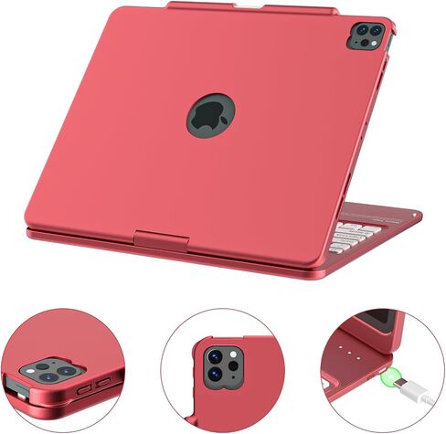 KBCASE Keyboard Case for iPad Air 13 inch M3/M2 (2025/2024)/for iPad Pro 12.9 inch 6th/5th/4th/3rd Gen (2018-2022), 360°Rotatable Case with Touchpad & Pencil Holder for iPad Air 13/Pro 12.9 (Red) in Kuwait