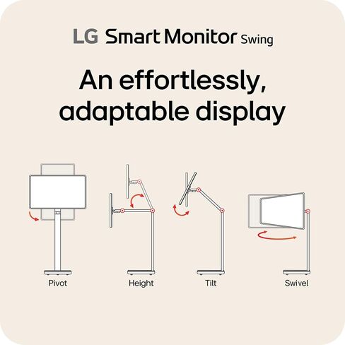 LG Smart Monitor Swing 32U889SA-W 32-Inch 4K UHD (3840x2160) IPS Touchscreen on a Fully Adjustable Wheeled Base HDR10, webOS, Built-in Speaker, HDMI, USB Type-C, Tilt/Height/Swivel/Pivot Stand, White in Saudi Arabia