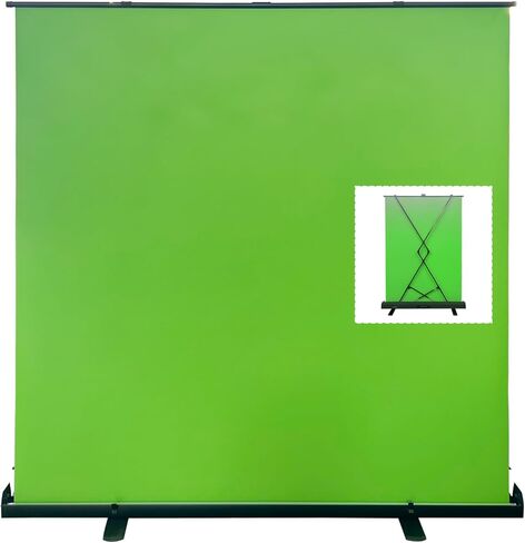 LIHONG Large Green Screen Collapsible Chroma Key Backdrop,Portable Retractable for Video, Live Game,Aluminum Base,Wrinkle Resistant Fabric,Pull-up Style,Auto-Locking Frame (78.7Wx78.7H inch) in Kuwait