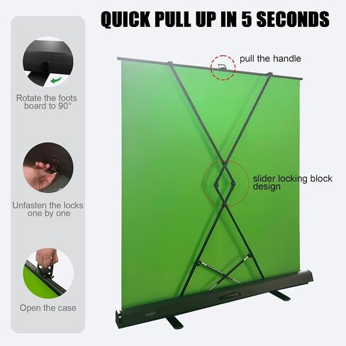 LIHONG Large Green Screen Collapsible Chroma Key Backdrop,Portable Retractable for Video, Live Game,Aluminum Base,Wrinkle Resistant Fabric,Pull-up Style,Auto-Locking Frame (78.7Wx78.7H inch) in Kuwait