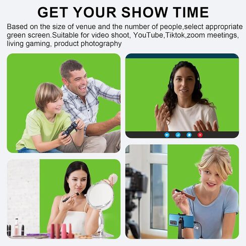 LIHONG Large Green Screen Collapsible Chroma Key Backdrop,Portable Retractable for Video, Live Game,Aluminum Base,Wrinkle Resistant Fabric,Pull-up Style,Auto-Locking Frame (78.7Wx78.7H inch) in Kuwait