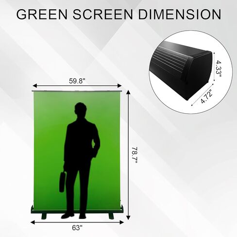 LIHONG Large Green Screen Collapsible Chroma Key Backdrop,Portable Retractable for Video, Live Game,Aluminum Base,Wrinkle Resistant Fabric,Pull-up Style,Auto-Locking Frame (78.7Wx78.7H inch) in Kuwait
