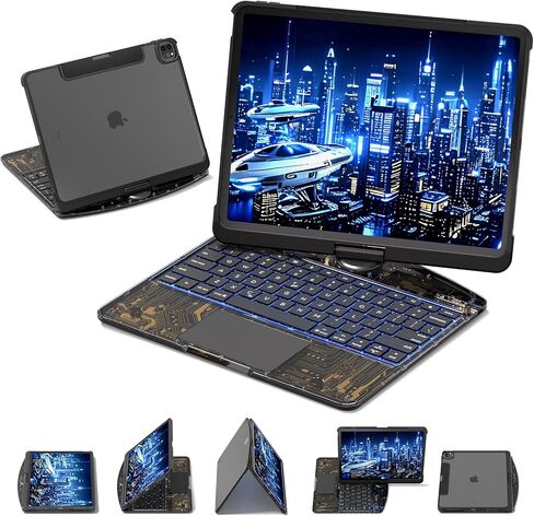 iGENJUN iPad Pro 11 Inch Case with Keyboard (M4, 2024), iPad Pro 11(5th Gen) Keyboard Case Detachable, Folio Cover with Pencil Holder, Blue in Kuwait