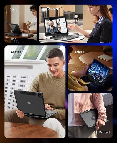 iGENJUN iPad Pro 11 Inch Case with Keyboard (M4, 2024), iPad Pro 11(5th Gen) Keyboard Case Detachable, Folio Cover with Pencil Holder, Blue in Kuwait