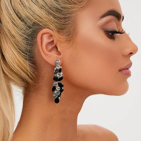 EVER FAITH Bridal Tear Drop Flower Cluster Dangle Earrings Crystal Rhinestone in Saudi Arabia
