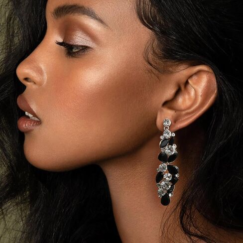 EVER FAITH Bridal Tear Drop Flower Cluster Dangle Earrings Crystal Rhinestone in Saudi Arabia