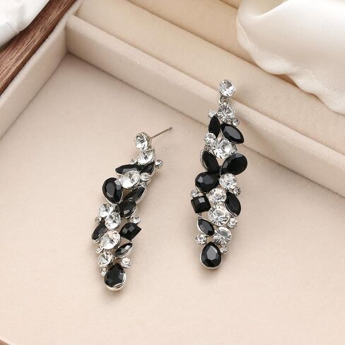 EVER FAITH Bridal Tear Drop Flower Cluster Dangle Earrings Crystal Rhinestone in Saudi Arabia