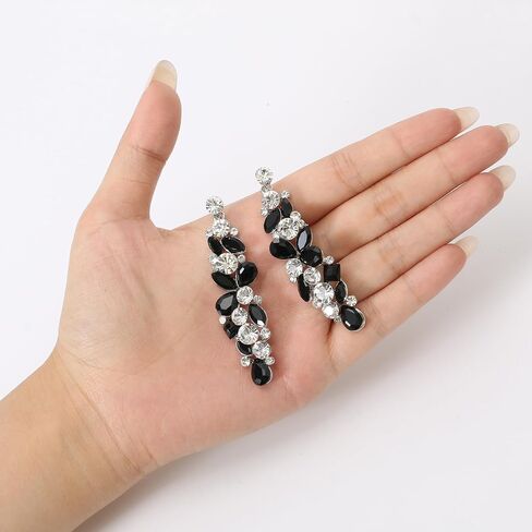 EVER FAITH Bridal Tear Drop Flower Cluster Dangle Earrings Crystal Rhinestone in Saudi Arabia