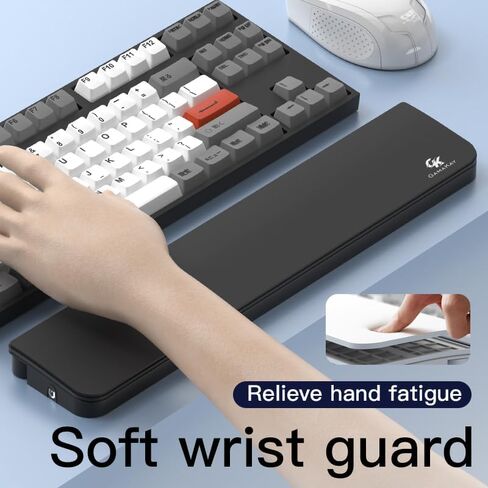 GK GAMAKAY 14.17'' Keyboard Wrist Rest Pad with Cleaning Tool Kit, ABS & Leather Hand Wrist Rest for 85% Mechanical Keyboard, Non-Slip Palm Pad for Comfortable Typing and Playing (White) in Kuwait