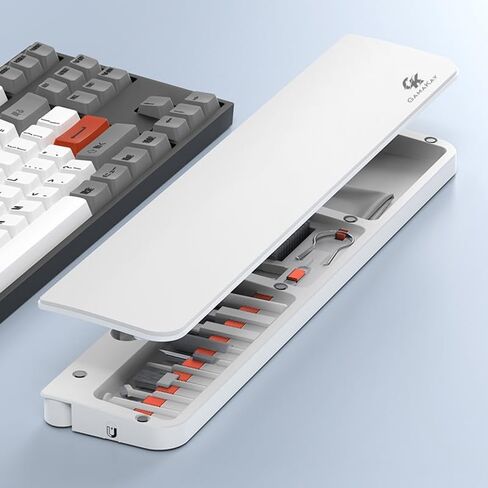 GK GAMAKAY 14.17'' Keyboard Wrist Rest Pad with Cleaning Tool Kit, ABS & Leather Hand Wrist Rest for 85% Mechanical Keyboard, Non-Slip Palm Pad for Comfortable Typing and Playing (White) in Kuwait