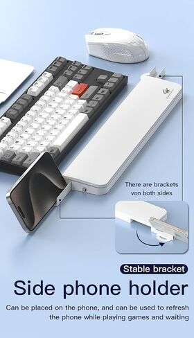 GK GAMAKAY 14.17'' Keyboard Wrist Rest Pad with Cleaning Tool Kit, ABS & Leather Hand Wrist Rest for 85% Mechanical Keyboard, Non-Slip Palm Pad for Comfortable Typing and Playing (White) in Kuwait