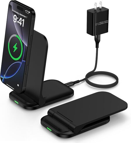 Foldable Samsung Wireless Charger Stand Fast Charging for Samsung Galaxy S25 Ultra S24 FE S23 S22 S21 S20 Z Flip7, Android Phone Wireless Charger Station for Google Pixel 10 9 Pro XL Fold with Adapter in Saudi Arabia