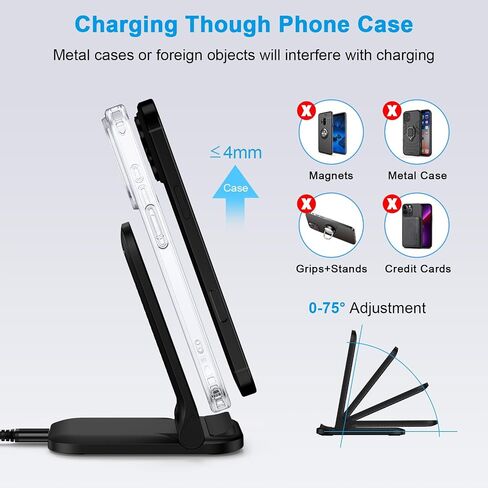 Foldable Samsung Wireless Charger Stand Fast Charging for Samsung Galaxy S25 Ultra S24 FE S23 S22 S21 S20 Z Flip7, Android Phone Wireless Charger Station for Google Pixel 10 9 Pro XL Fold with Adapter in Saudi Arabia