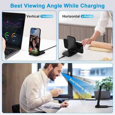 Foldable Samsung Wireless Charger Stand Fast Charging for Samsung Galaxy S25 Ultra S24 FE S23 S22 S21 S20 Z Flip7, Android Phone Wireless Charger Station for Google Pixel 10 9 Pro XL Fold with Adapter in Saudi Arabia