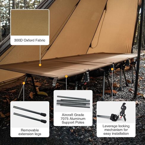 onetigris supratiros extrage camping Cot ، stair قابلة للتعديل قابلة للتعديل مع أرجل ممتدة للتخييم ورحلات السيارات والشاحن in Saudi Arabia