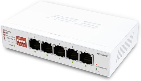ASUS QG-U1050 ، 5-PORT 2.5G تبديل غير مُدارة ، دعم 4 أوضاع ذكية ، محور الشبكة المنزلية ، فاصل Office Ethernet ، التوصيل والتشغيل ، الإعداد السهل ، سطح المكتب ، التشغيل الصامت in Saudi Arabia