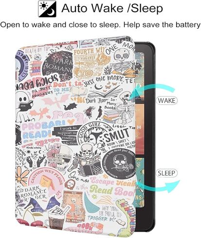 Case for All-New Kindle Paperwhite 12th Gen 2024 (7") & Kindle Colorsoft Signature Edition, Bookish Reading Lightweight Foldable Protective Soft Cover with Hand Strap, Purple Spooky in Saudi Arabia