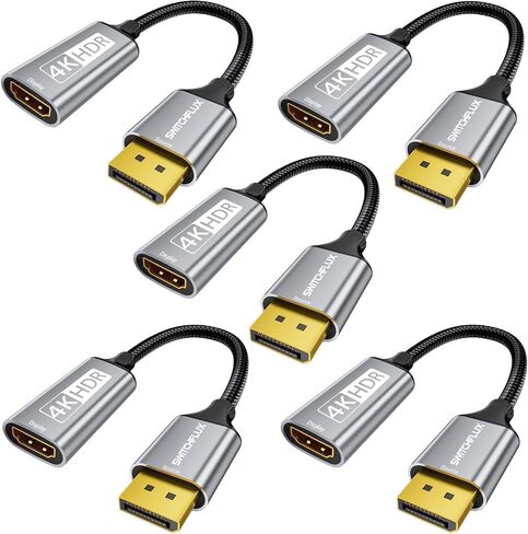 Active DisplayPort to HDMI Adapter (4K@60Hz,1440P/2K@120Hz) Uni-Directional DP 1.2 to HDMI 2.0 Converter,Male to Female,Compatible with AMD,NVIDIA,Desktops,and Gaming Monitors-5 Pack in Saudi Arabia