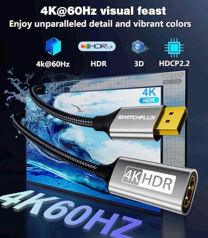 Active DisplayPort to HDMI Adapter (4K@60Hz,1440P/2K@120Hz) Uni-Directional DP 1.2 to HDMI 2.0 Converter,Male to Female,Compatible with AMD,NVIDIA,Desktops,and Gaming Monitors-5 Pack in Saudi Arabia