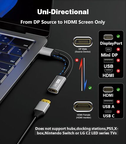 Active DisplayPort to HDMI Adapter (4K@60Hz,1440P/2K@120Hz) Uni-Directional DP 1.2 to HDMI 2.0 Converter,Male to Female,Compatible with AMD,NVIDIA,Desktops,and Gaming Monitors-5 Pack in Saudi Arabia