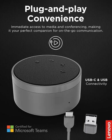 Lenovo Go Wiredphone مع MIC المزدوج-المكونات والتشغيل USB-C مكبر صوت 300 FHD 1080p كاميرا ويب مع عدسة زاوية عريضة 95 درجة وميكروفون مزدوجة in Saudi Arabia
